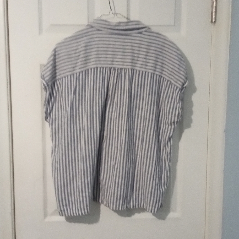 Orvis Navy and White Striped Button-Up Shirt - Picture 4 of 4